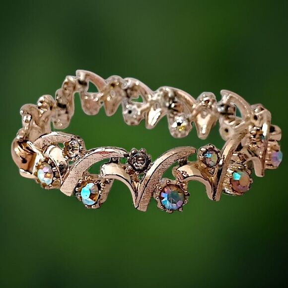 Vintage Aurora Borealis Rhinestone Bracelet Unsigned Arthur Pepper Mode Art MCM. - Picture 16 of 16